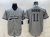 Men's Dallas Cowboys #11 Micah Parsons Grey With Patch Cool Base Stitched Baseball Jersey,baseball caps,new era cap wholesale,wholesale hats